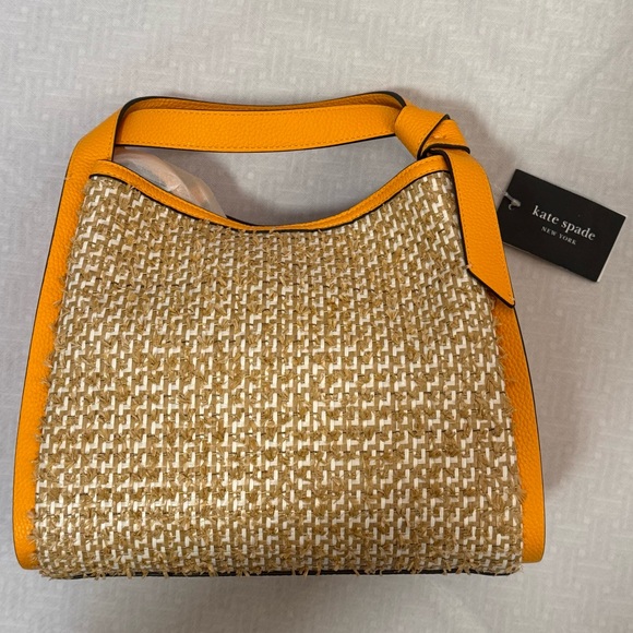 ♠️ kate spade NWT Knott Raffia Tweed Medium Crossbody Tote, Sunset Blaze orange - Picture 6 of 16